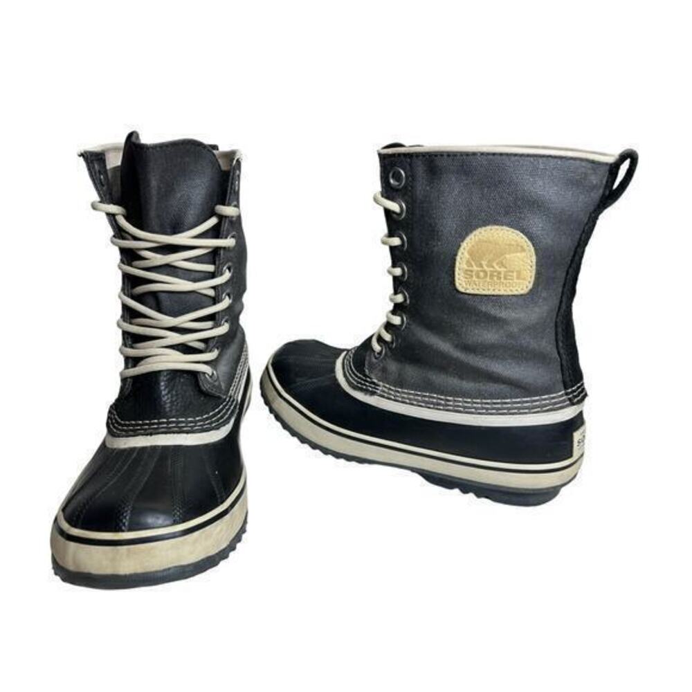 Sorel 1964 Leather Rubber Laced Snow Boots Waterproof Gray‎ Women's Size 8